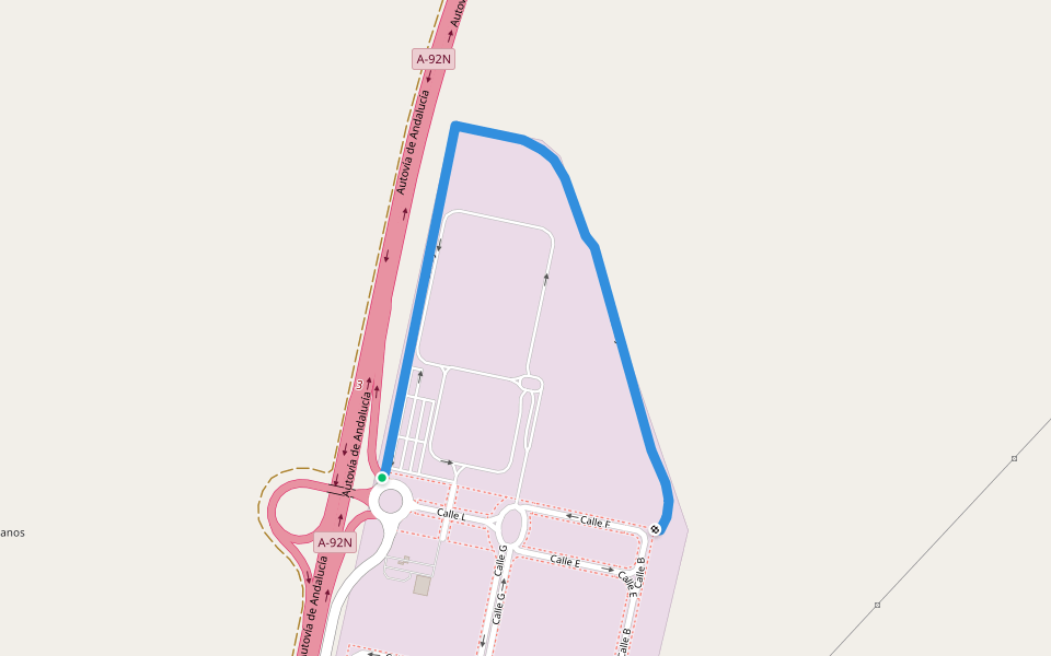 Calle J walking route map in Guadix