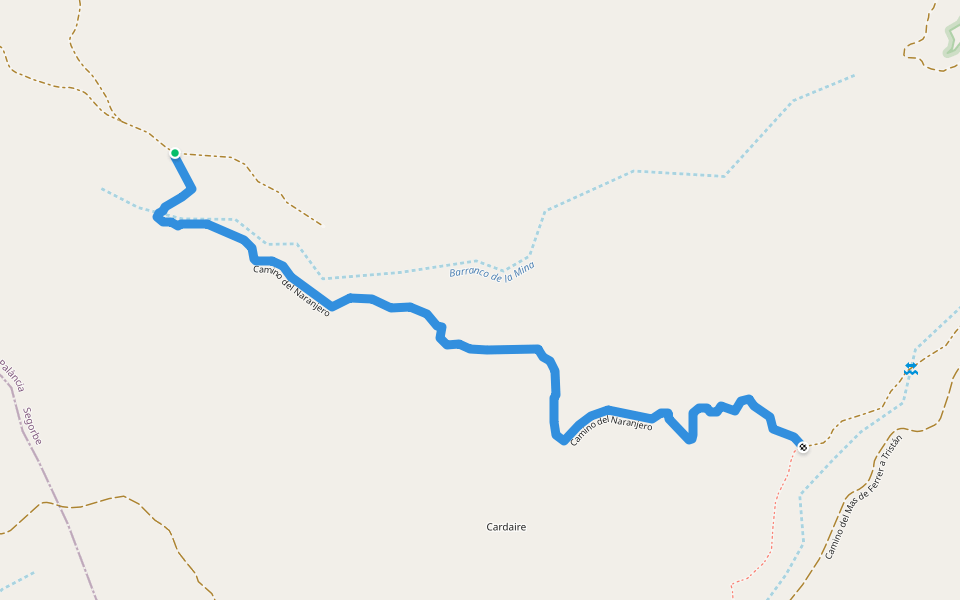 Camino del Naranjero walking route map in Sogorb