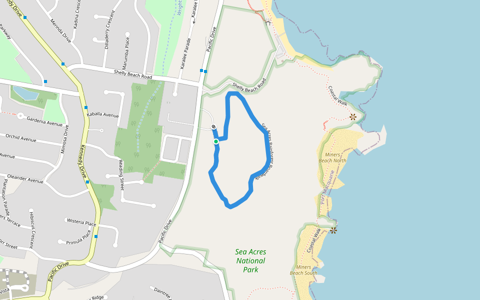 Sea Acres Rainforest Boardwalk walking route map in Port Macquarie