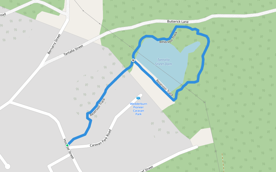 Reservoir Track walking route map in Wedderburn