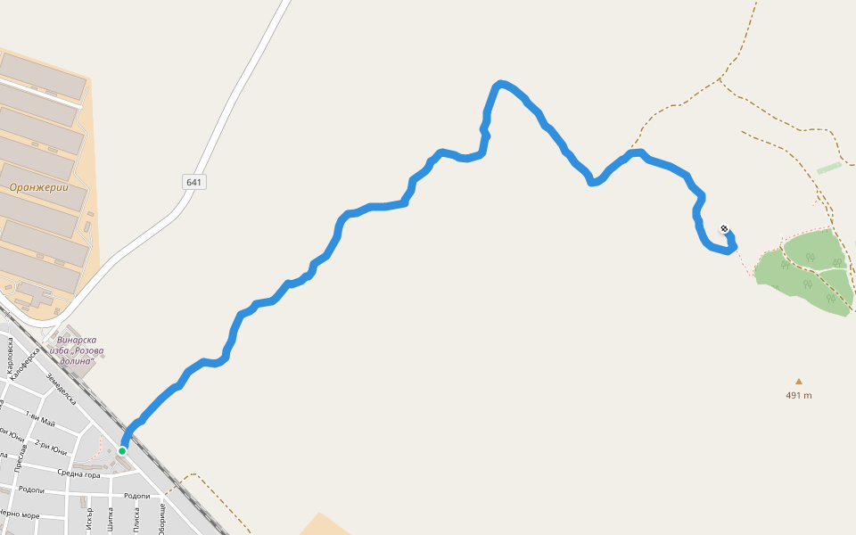 Момини гърди walking route map in Banya