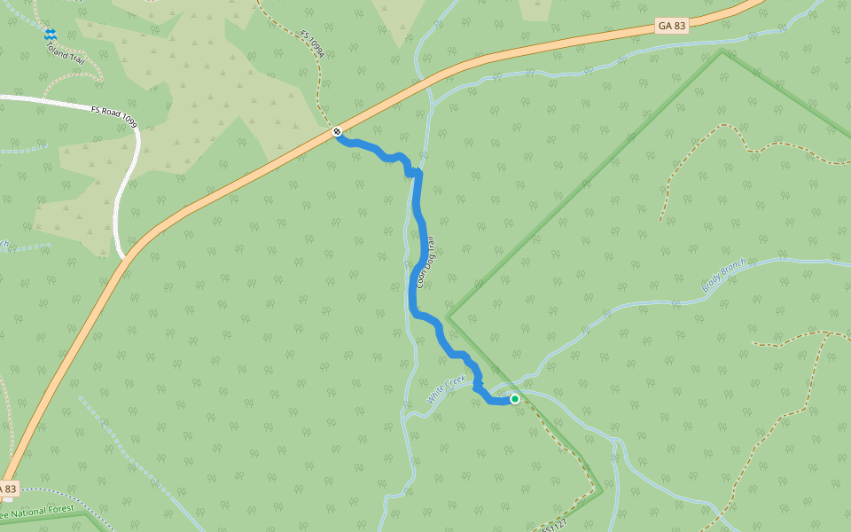 Coon Dog Trail walking route map in Monticello