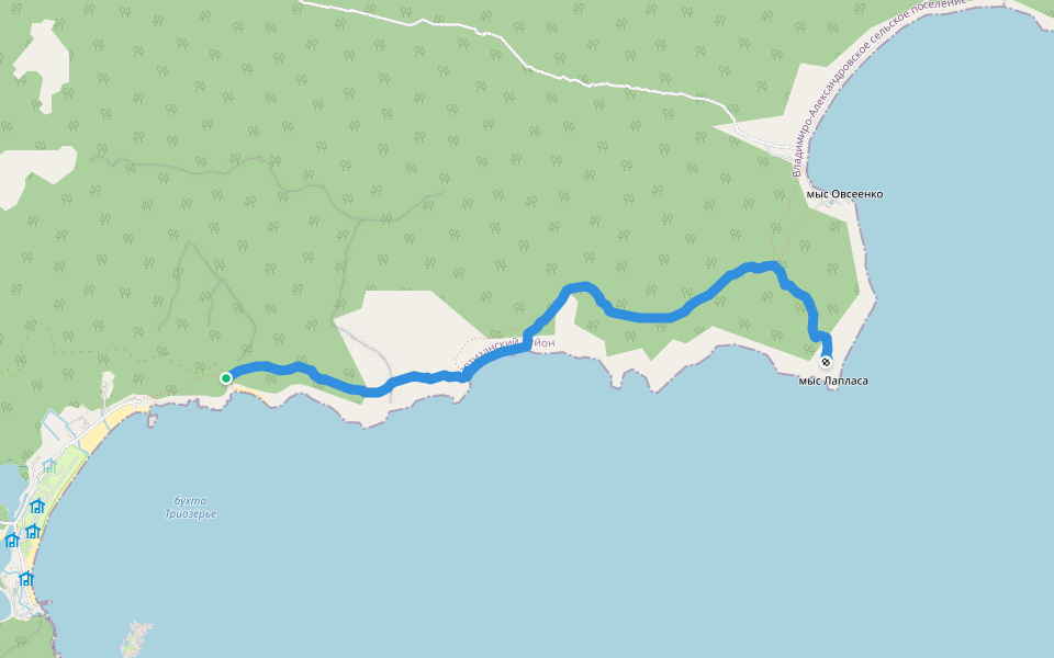 тропа на мыс Лапласа walking route map in Nakhodka