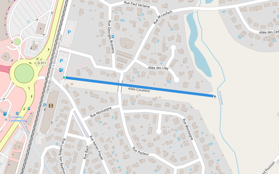 Allée Cavalière walking route map in Sainte-Eulalie