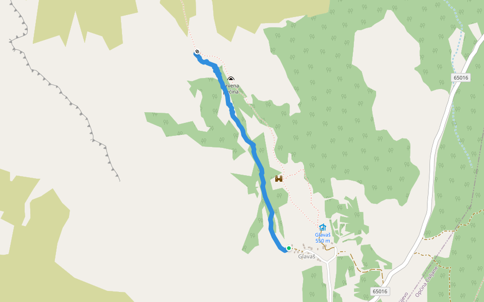 Varijanta Glavaš walking route map in Kijevo