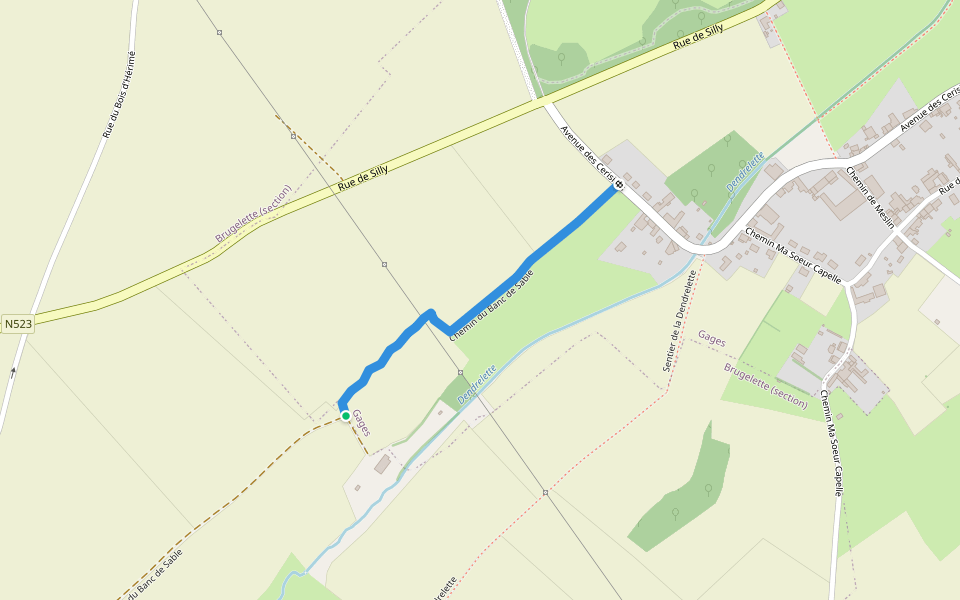 Chemin du Banc de Sable walking route map in Brugelette
