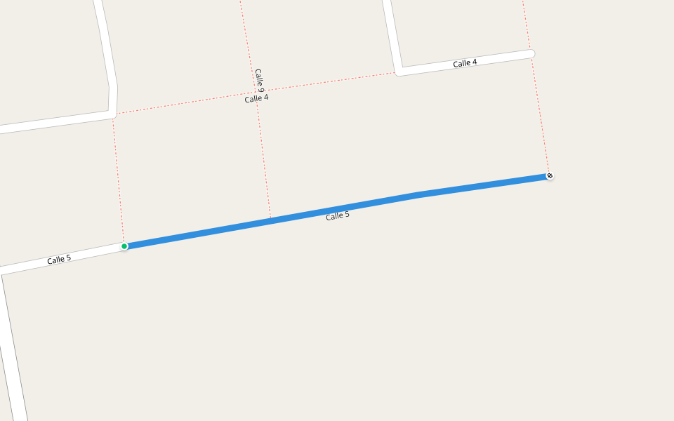 Calle 5 walking route map in Dieciocho de Marzo