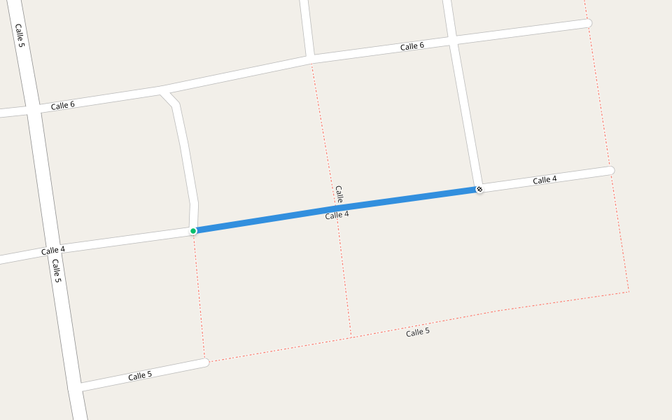 Calle 4 walking route map in Dieciocho de Marzo