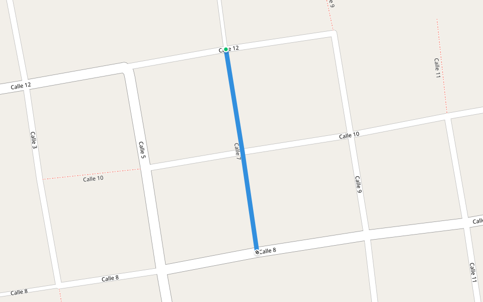 Calle 7 walking route map in Dieciocho de Marzo