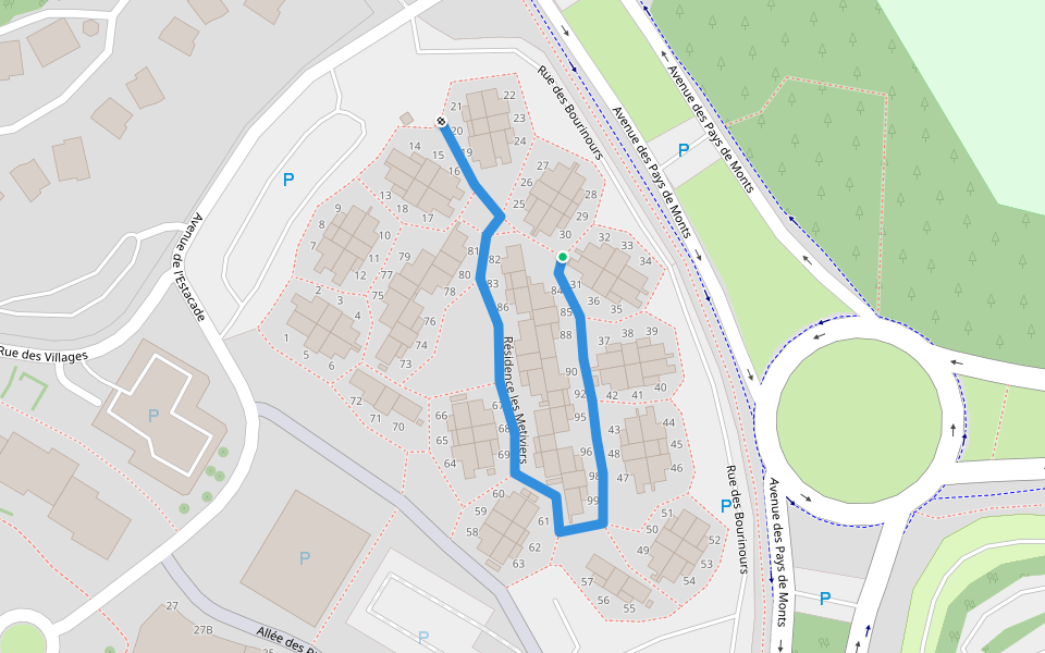 Résidence les Metiviers walking route map in Saint-Jean-de-Monts