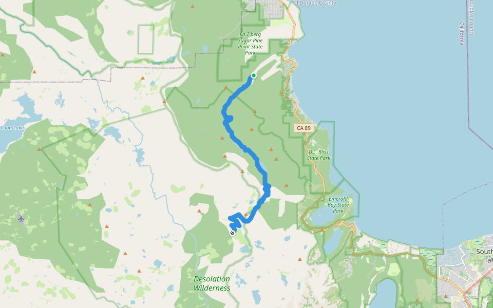 Tahoe Yosemite Trail walking route map in Tahoma
