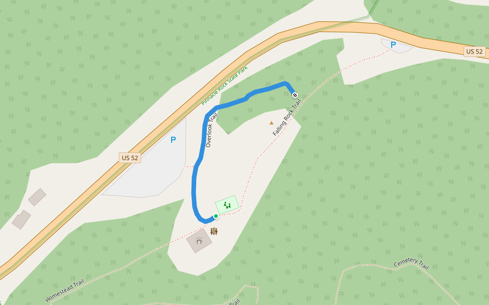 Overlook Trail walking route map in Bluefield