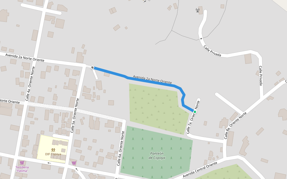 Avenida 2a Norte Oriente walking route map in Copoya