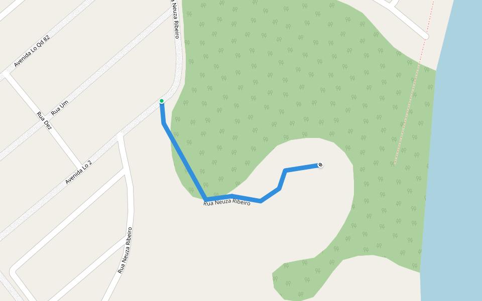 Rua Neuza Ribeiro walking route map in Lagoa da Confusão
