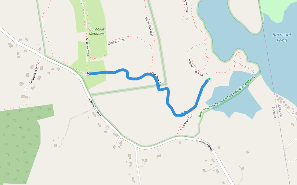 Flat Rock Trail walking route map in Spencer