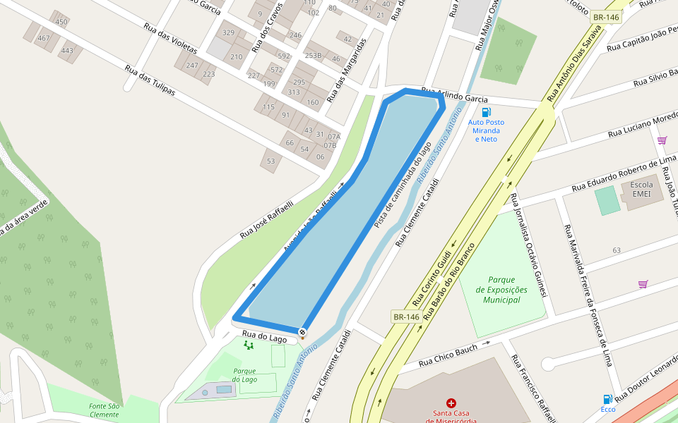 Pista de caminhada do lago walking route map in Jacutinga