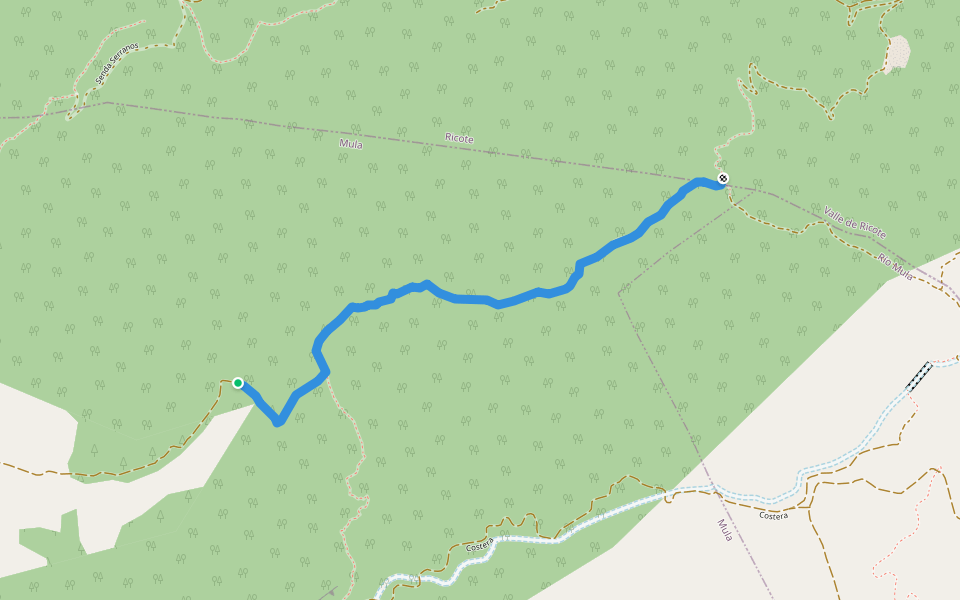Bosque de Patruena walking route map in Mula