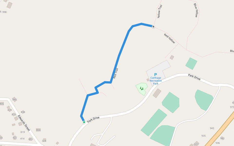 Red Trail walking route map in Carthage