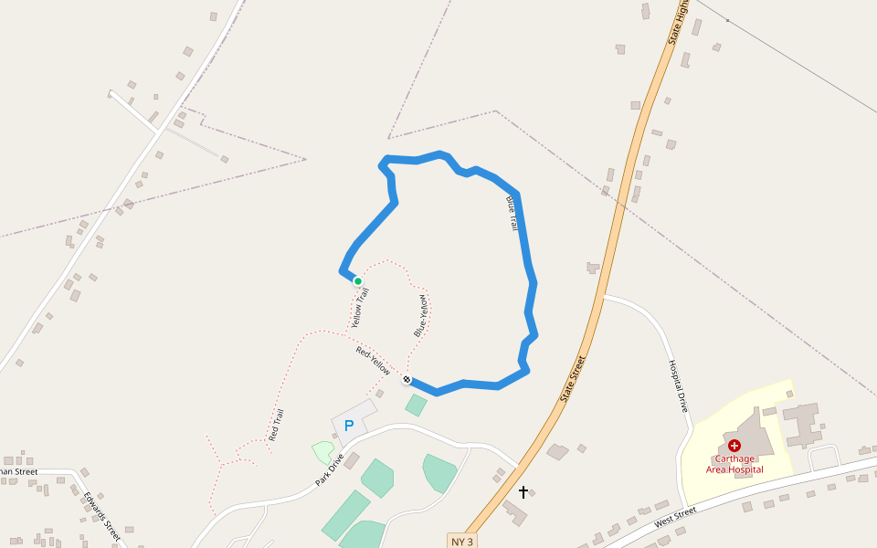 Blue Trail walking route map in Carthage