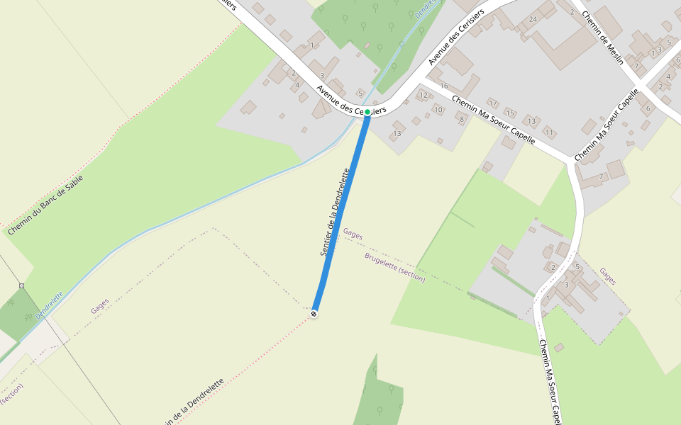 Sentier de la Dendrelette walking route map in Brugelette
