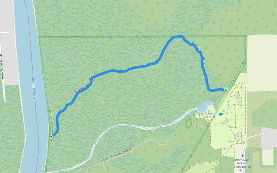 Otter Springs north trail walking route map in Trenton