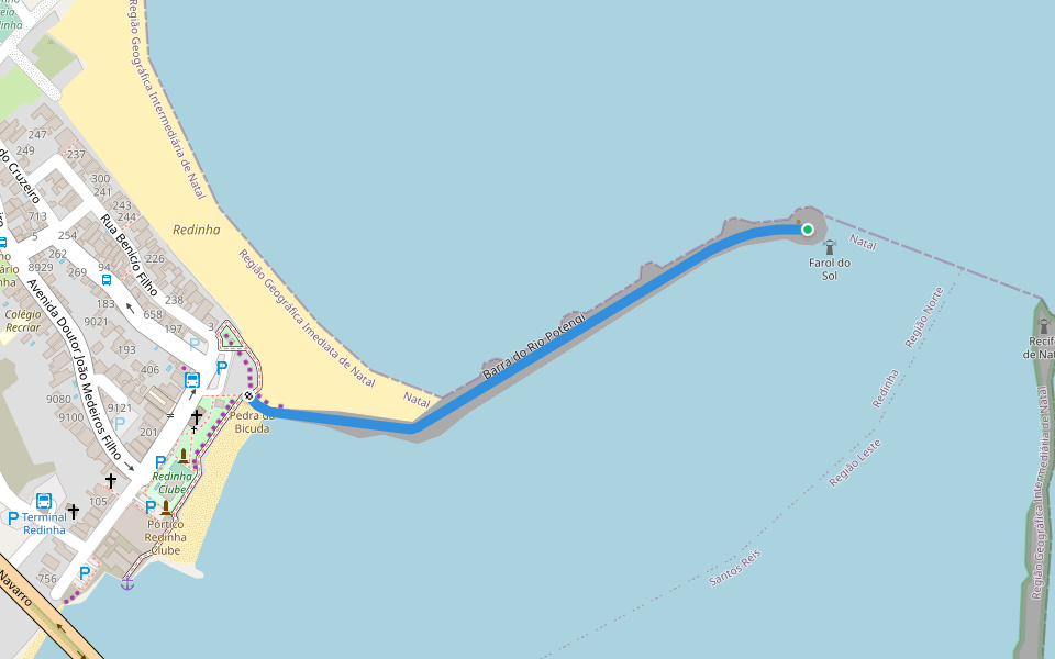Barra do Rio Potengi walking route map in Natal