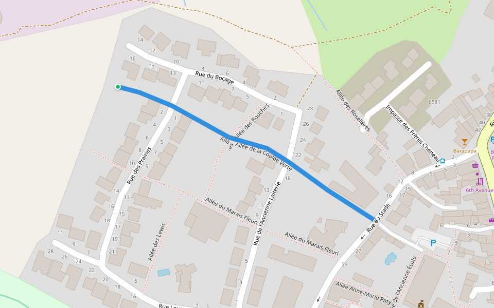 Allée de la Coulée Verte walking route map in La Chevrolière