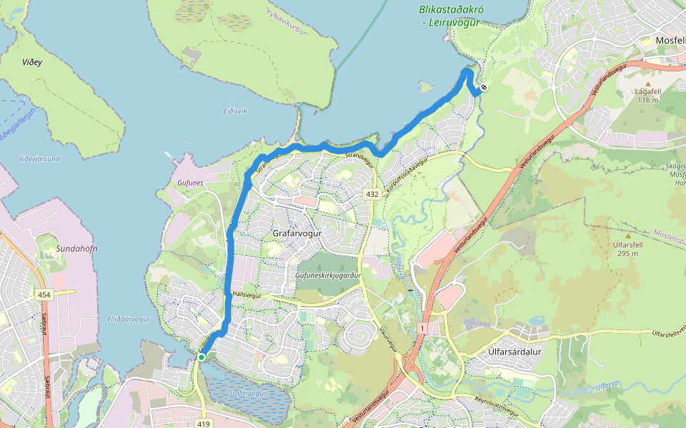 Eyjaleið walking route map in Reykjavík