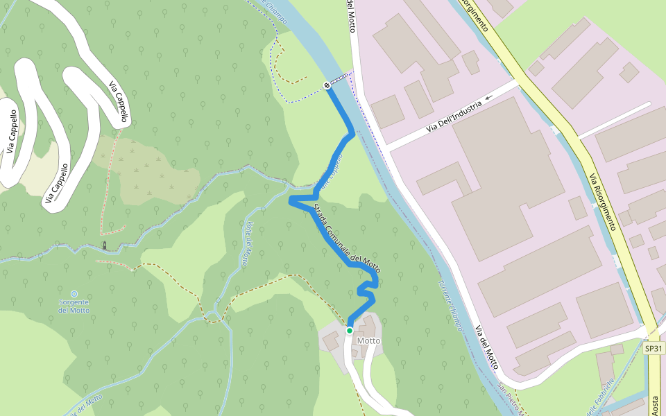 Strada Comunale del Motto walking route map in San Pietro Mussolino