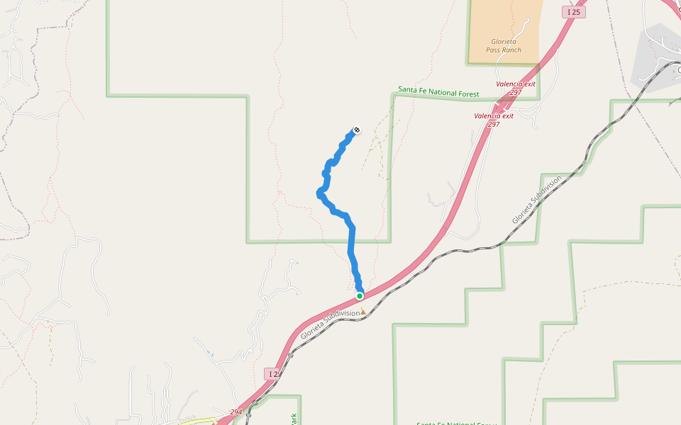 Grasshopper Canyon Trail walking route map in Glorieta