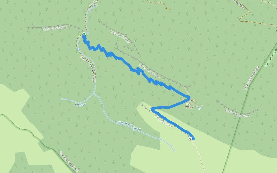Chemin des Asses walking route map in Oloron-Sainte-Marie