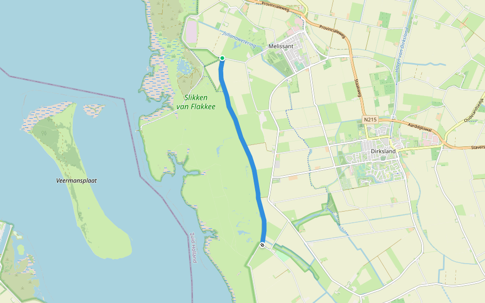 Diederiksezeedijk walking route map in Melissant