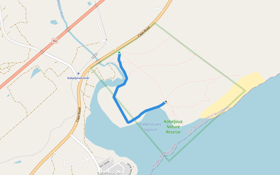 Lagoon Walk walking route map in Jeffreys Bay
