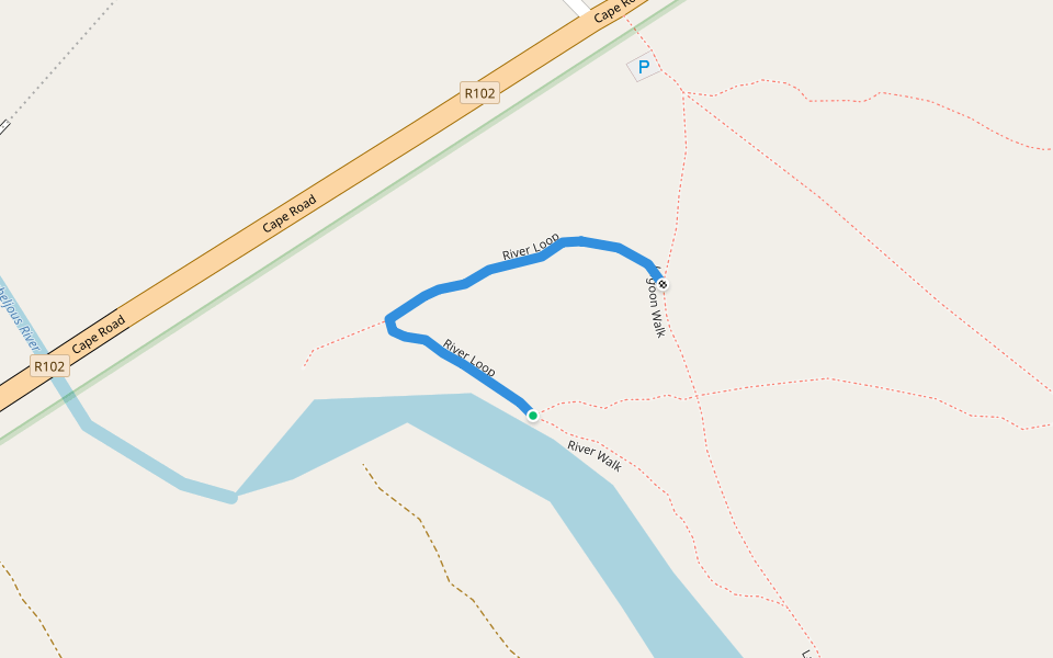 River Loop walking route map in Jeffreys Bay
