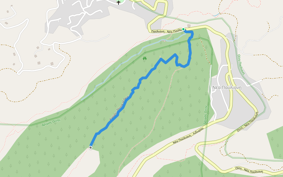 Pavliani - Throne of Zeus walking route map in Volos