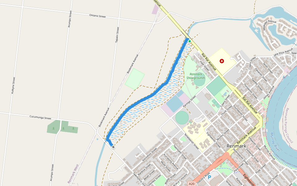 Bookmark Creek Trail walking route map in Renmark