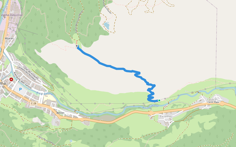 Cami Era Solana walking route map in Escuñau