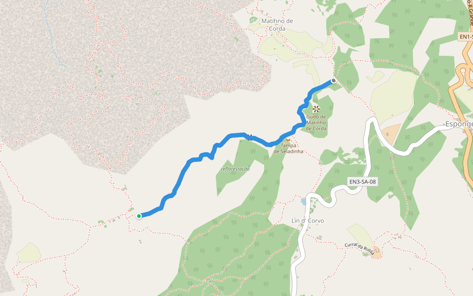 Lombo de Pedra walking route map in Esgamaleiro