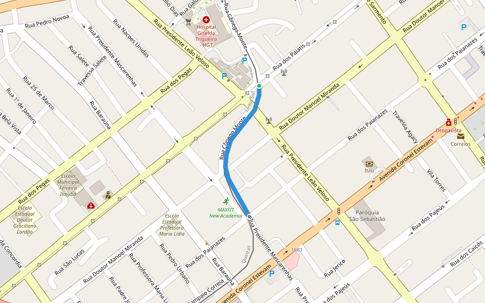 Rua Cônego Monte walking route map in Natal