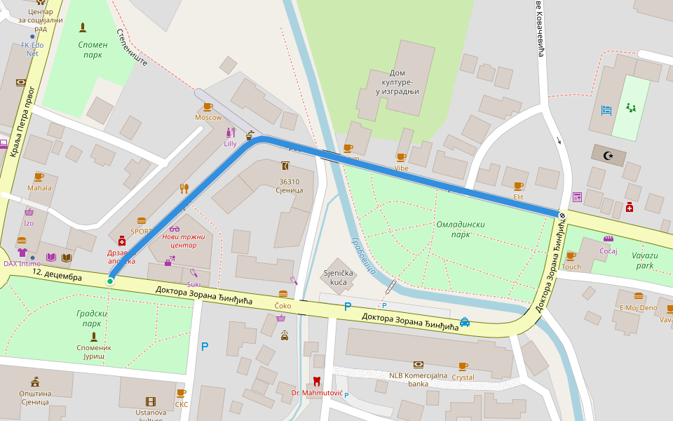 Корзо walking route map in Сјеница