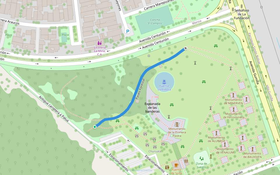 Paseo Forestal walking route map in Ciudad Guayana