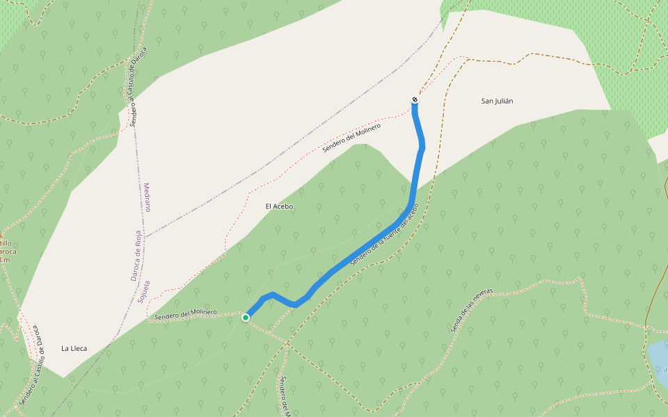 Sendero de la fuente del acebo walking route map in Sojuela