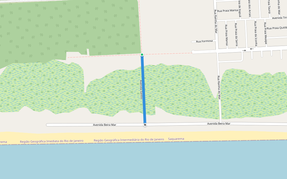 Avenida Santos walking route map in Saquarema