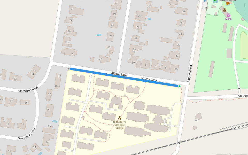 Albany Lane walking route map in Berry