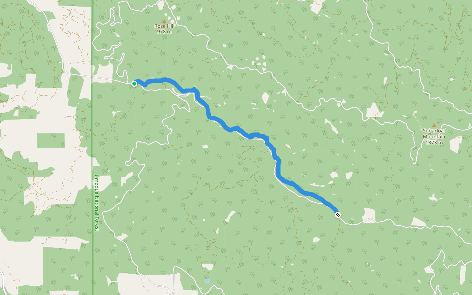 Brice Creek Trail #1403 walking route map in Dorena