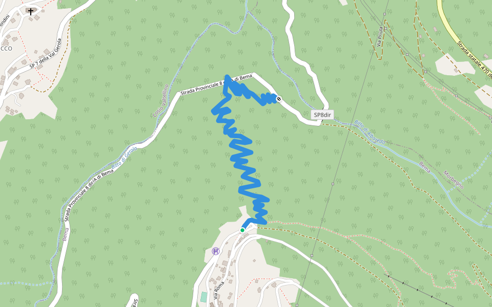 Antica Strada di San Carlo walking route map in Bema
