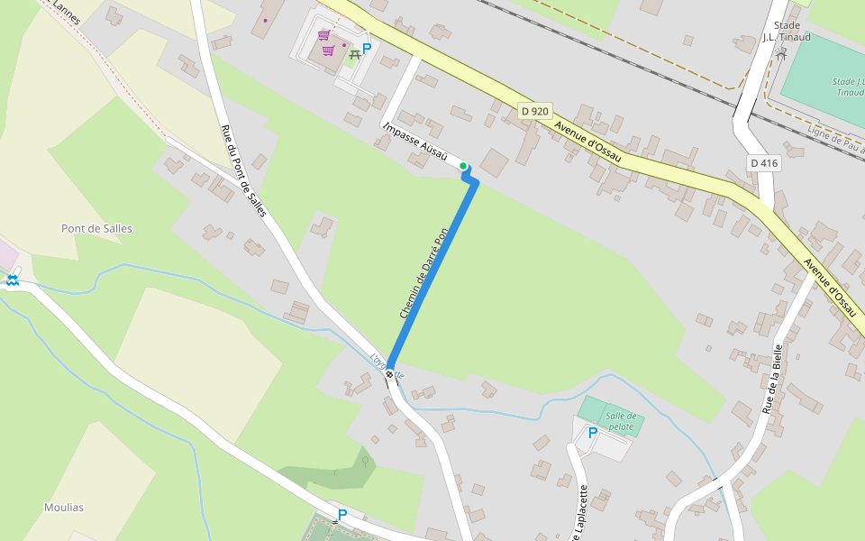 Chemin de Darré Pon walking route map in Ogeu-les-Bains