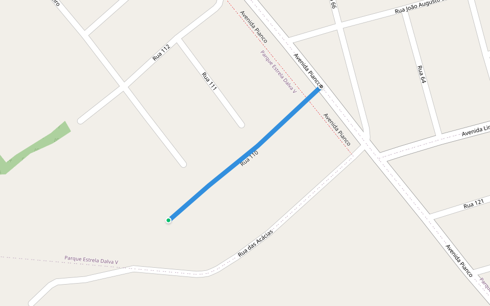 Rua 110 walking route map in Luziânia