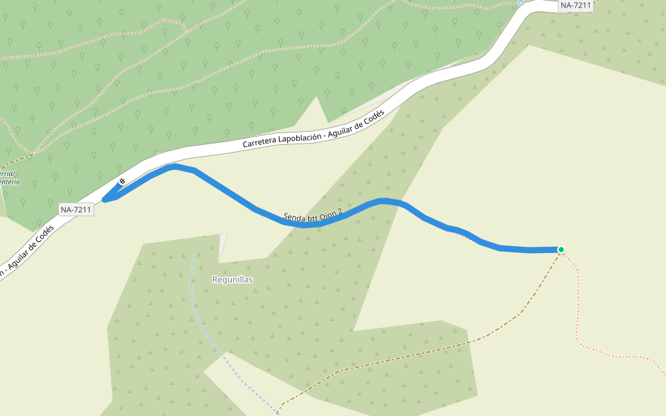 Senda btt Oion 2 walking route map in Lapoblación