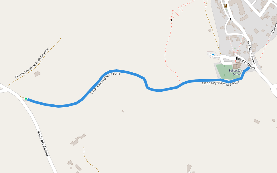 CR de Reyrevignes à Fons walking route map in Fons